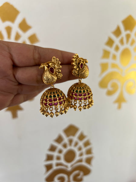 Antique kemp peacock Jhumkas
