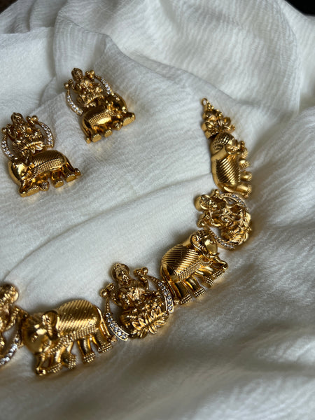 GajaLakshmi matte necklace with studs