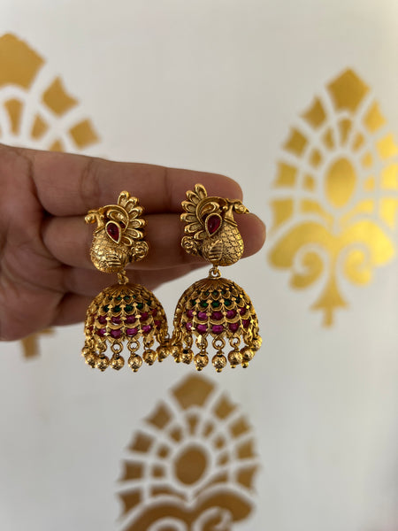 Antique kemp peacock Jhumkas