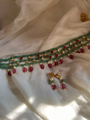 Kundan bead delicate maala with earrings