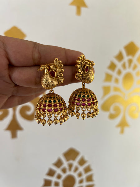 Antique kemp peacock Jhumkas