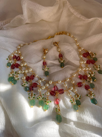 Pearl bead Maala with earrings