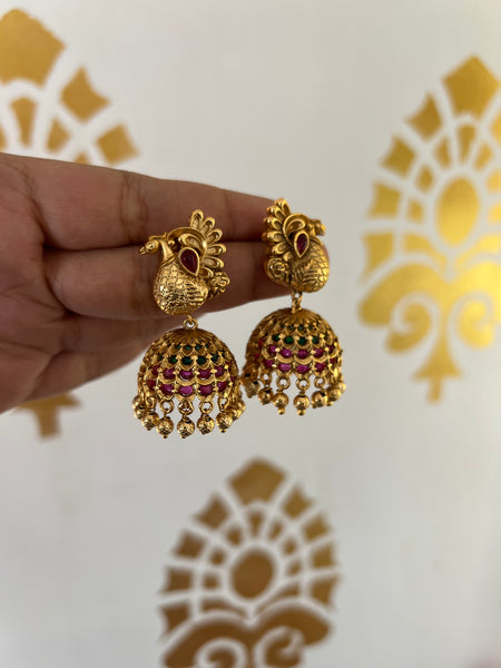 Antique kemp peacock Jhumkas