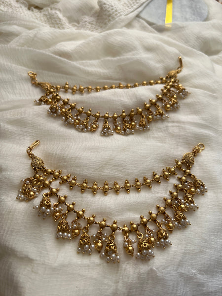 Matte bridal earring chain