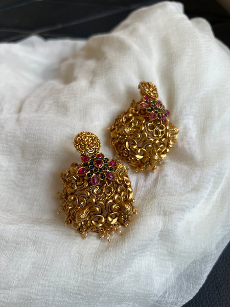 Kemp flower Ganesha Jhumkas