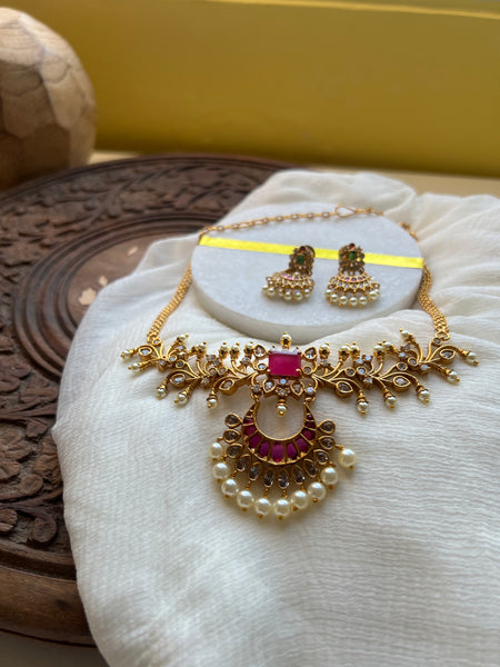 Kemp Chaandbali necklace with small Chaandbalis