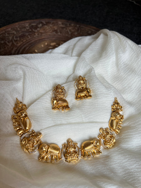 GajaLakshmi matte necklace with studs