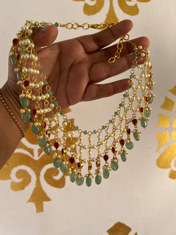 Kundan tear drop Jaali necklace with earrings