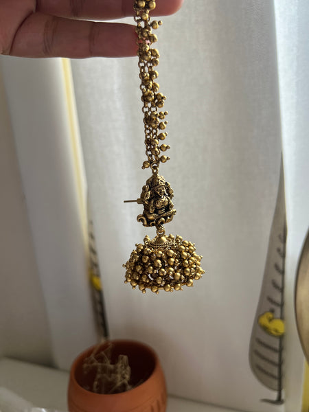 Pearl cluster Lakshmi Nagas Jhumkas with mattal