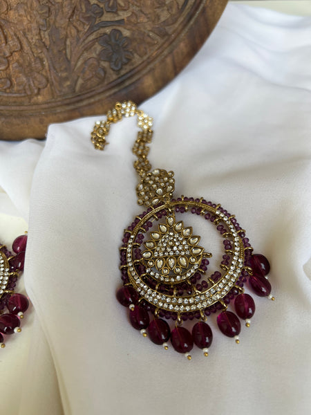 Wine colour polki like chaandbalis