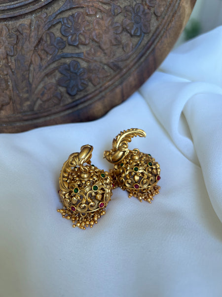 Cute peacock temple Jhumkas