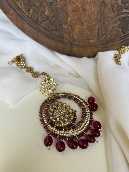 Wine colour polki like chaandbalis