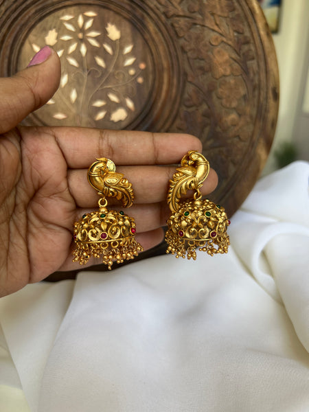 Cute peacock temple Jhumkas