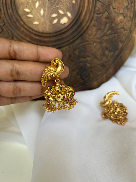Cute peacock temple Jhumkas