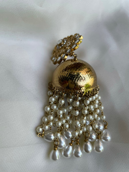Jumbo Golden Pearl tassel Jhumkas