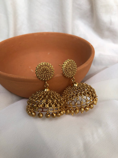 Golden cutwork Jhumkas ( 2 Colors)