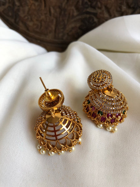 AD stone cutwork Jhumkas