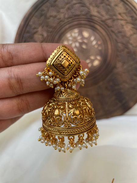 Golden designer Jhumkas