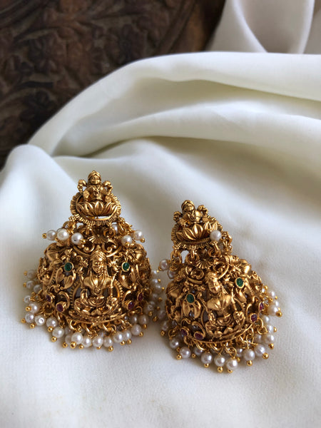 Antique Lakshmi cutwork jhumkas in 2 sizes