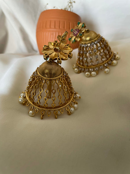 Jumbo cutwork Ad jhumkas