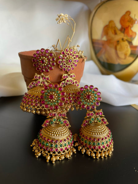 Kemp flower jhumkas