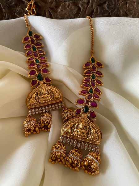 Lakshmy triple jhumkas with kemp mattal