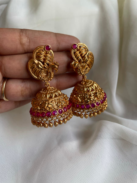 Bridal peacock kemp jhumkas