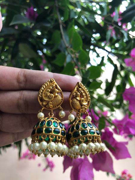 Mayoora kemp Jhumkas