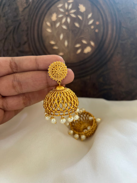 Cutwork jhumkas jumbo