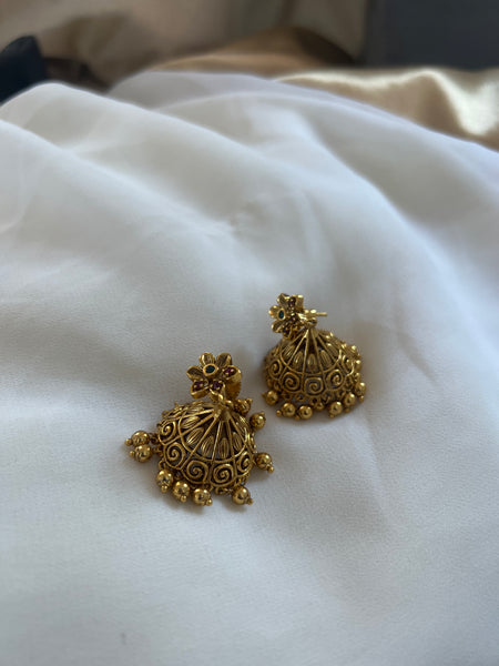 Antique flower jhumkas