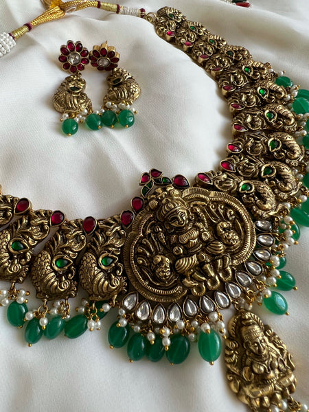 Antique polish Nagas Lakshmi necklace with earrings