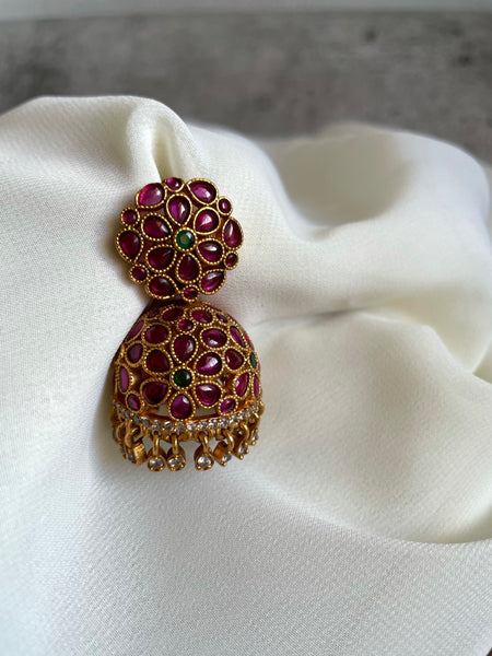 Kemp flower Rotating Jhumkas - 2 Colors