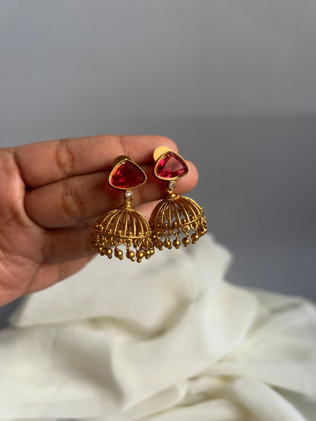 Candy stone cutwork Jhumkas