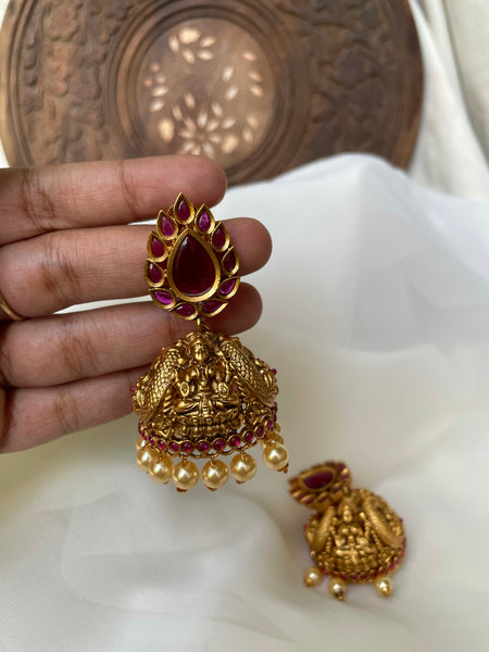 Big kemp oval Lakshmi jhumkas