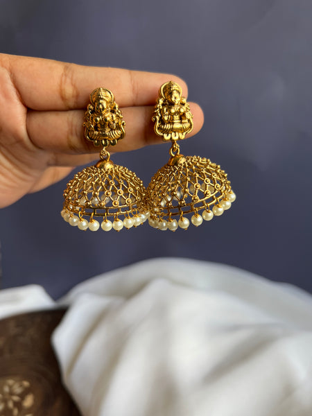 Lakshmi cutwork Jhumkas