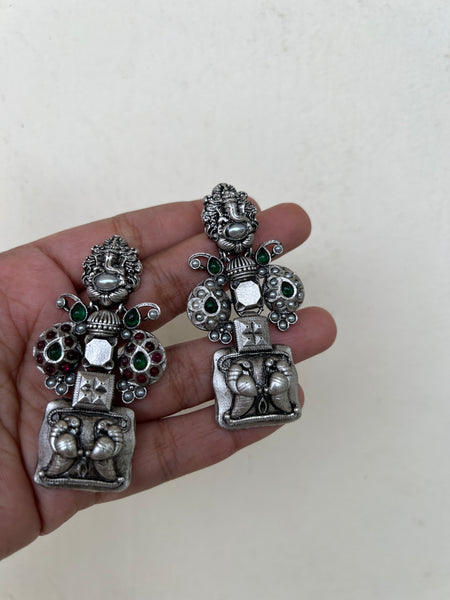 Ganesha kemp oxidised earrings