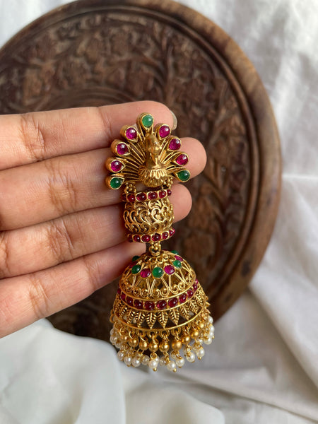 Jumbo 3D Kemp peacock Jhumkas