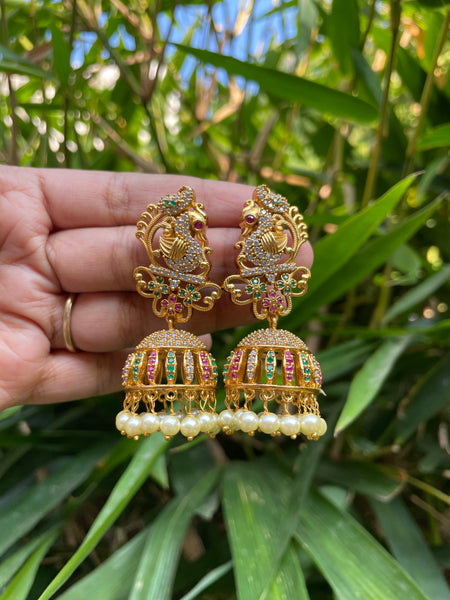 Bridal cutwork peacock Jhumkas