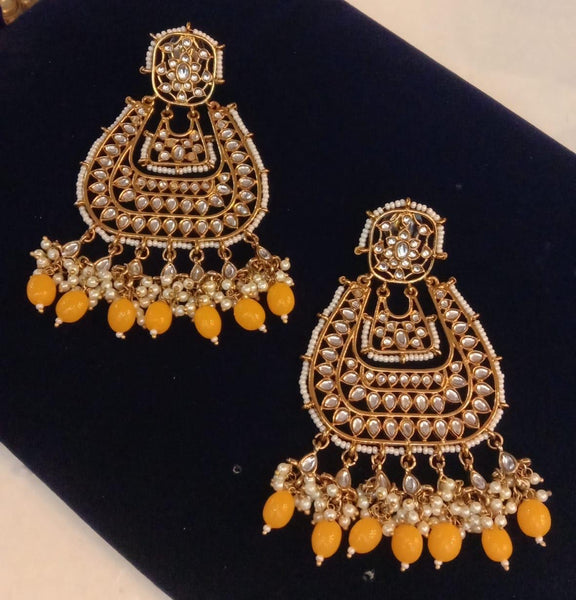 Kundan lookalike Chaandbalis with beads