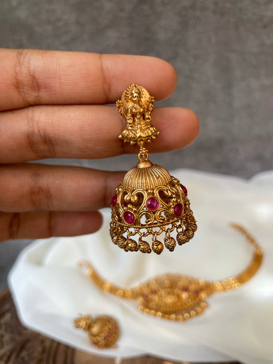Buttalu Lakshmi Devi Kammalu Devi Earrings Gold Buttalu Jhumkas