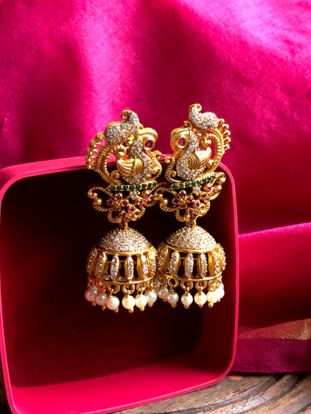 Bridal cutwork peacock Jhumkas