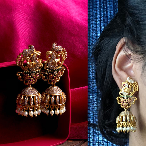Bridal cutwork peacock Jhumkas