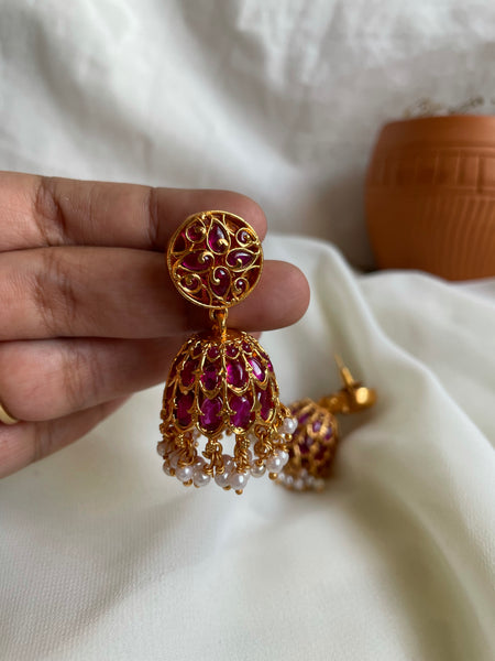 Pure kemp ruby Jhumkas