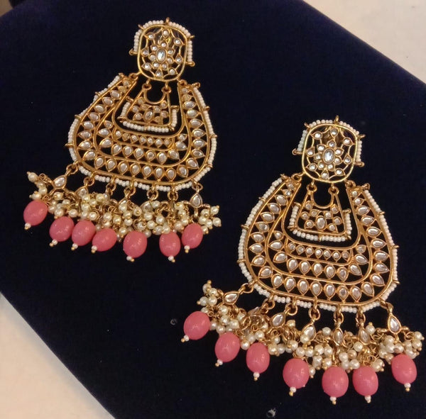 Kundan lookalike Chaandbalis with beads