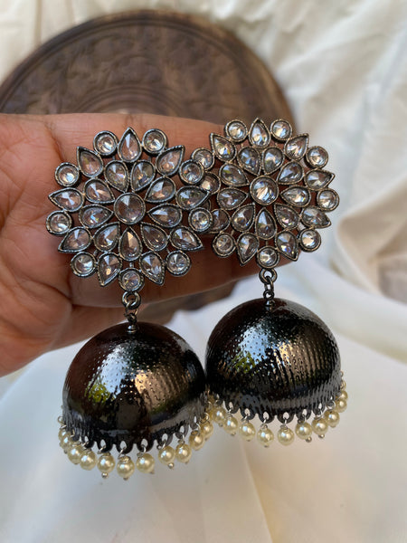 Polki jumbo stud Golden Jhumkas
