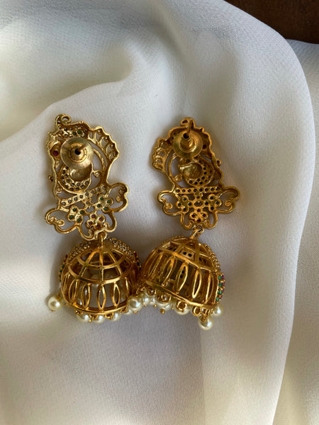 Bridal cutwork peacock Jhumkas