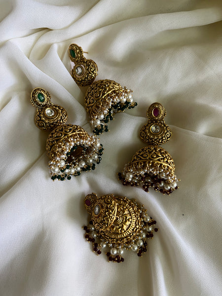 2 step antique Jhumkas