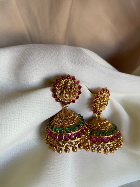 Lakshmi round kemp jhumkas