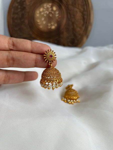 Matte flower jhumkas