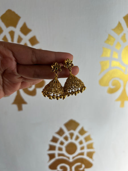 Antique flower jhumkas